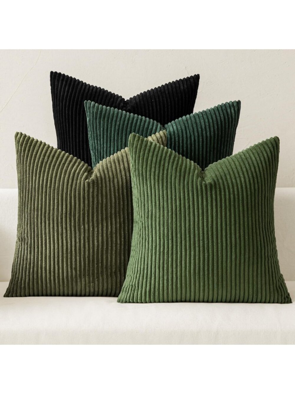 Cozy Corduroy Christmas Pillow Covers - Neutral Green, 18x18 Decorative Cushions